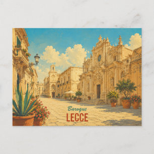 Vintage Lecce Italy - Puglia Baroque Travel Art Holiday Postcard