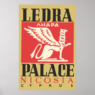 Vintage Ledra Palace Hotel Cyprus travel Poster