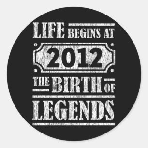 Vintage Legend Born in 2012 Vintage Birthday Gift Classic Round Sticker