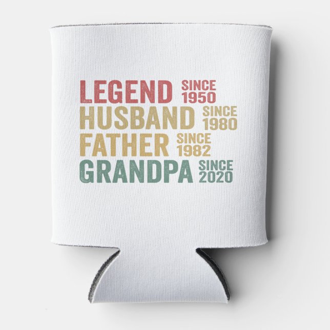  Vintage Legend Husband Father Grandpa Birthday  Can Cooler (Front)