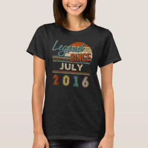 Vintage Legend Since July 2016 6 Year Old Birthday T-Shirt