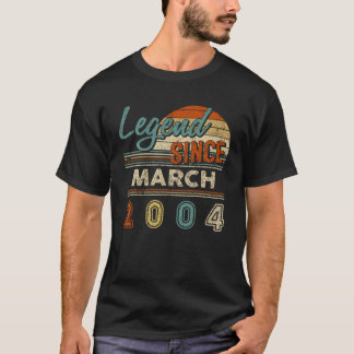 Vintage Legend Since March 2004 18 Year Old Birthd T-Shirt