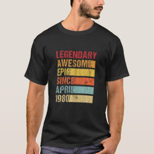 Vintage Legendary Awesome Epic Since April 1980 Bi T-Shirt