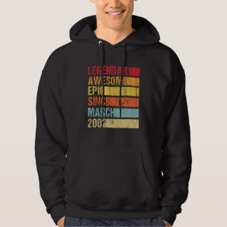 Vintage Legendary Awesome Epic Since March 2002 Bi Hoodie