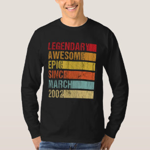 Vintage Legendary Awesome Epic Since March 2002 Bi T-Shirt