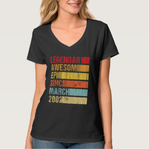 Vintage Legendary Awesome Epic Since March 2002 Bi T-Shirt