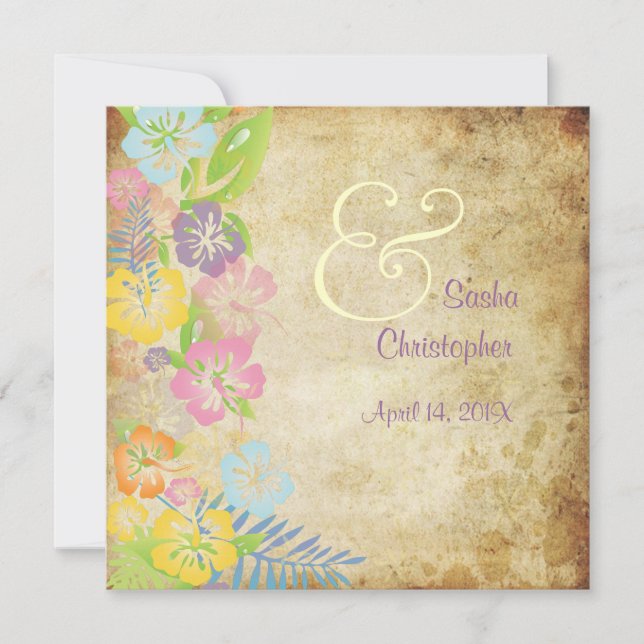 Vintage/Leis/Luau/hibiscusWedding Invitations (Front)