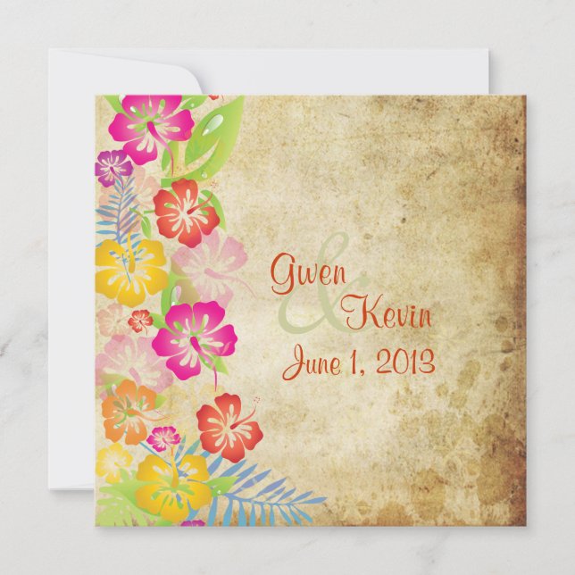 Vintage/Leis/Luau/hibiscusWedding Invitations (Front)