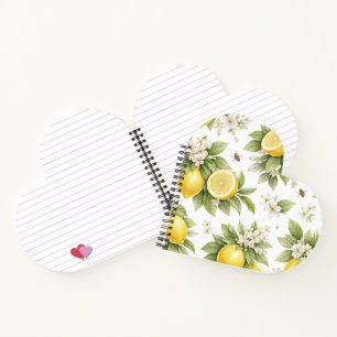 Vintage Lemon Blossom Pattern Cottagecore Citrus Notebook