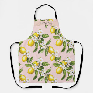 Vintage Lemon & Blossom Pattern on Pink (2) Apron