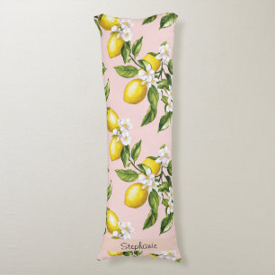 Vintage Lemon & Blossom Pattern on Pink (2) Body Cushion