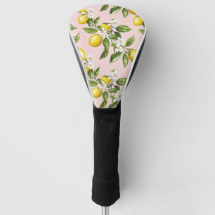 Vintage Lemon & Blossom Pattern on Pink (2) Golf Head Cover