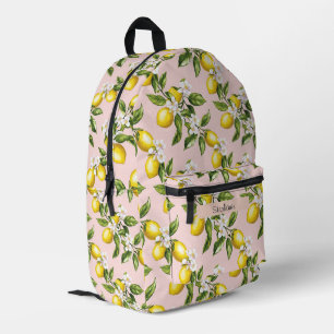 Vintage Lemon & Blossom Pattern on Pink (2) Printed Backpack