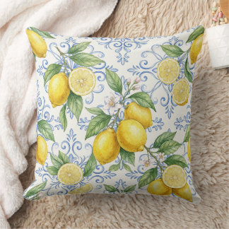 Vintage Lemon Botanical Pattern – Mediterranean  Cushion