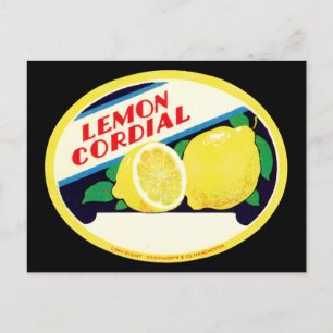 Vintage Lemon Cordial Label Postcard