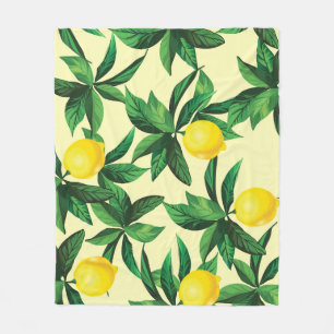 Vintage lemon, decorative seamless pattern fleece blanket