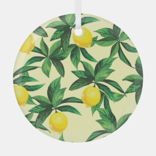 Vintage lemon, decorative seamless pattern glass tree decoration