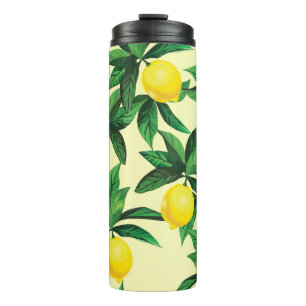 Vintage lemon, decorative seamless pattern thermal tumbler