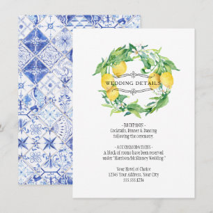 Vintage Lemon Floral Citrus Foliage Wedding Detail Invitation