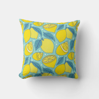 Vintage lemon fresh tropical fruit seamless patter cushion