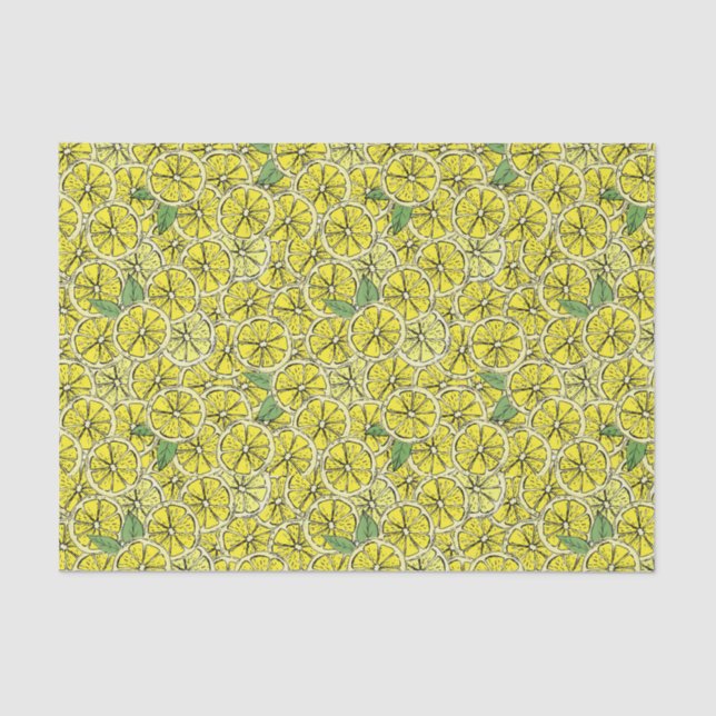 Vintage Lemon Fruit Pattern Decoupage Tissue Paper (Front)