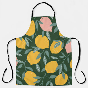 Vintage Lemon Fruit Seamless Pattern Apron