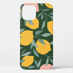 Vintage Lemon Fruit Seamless Pattern iPhone 12 Case