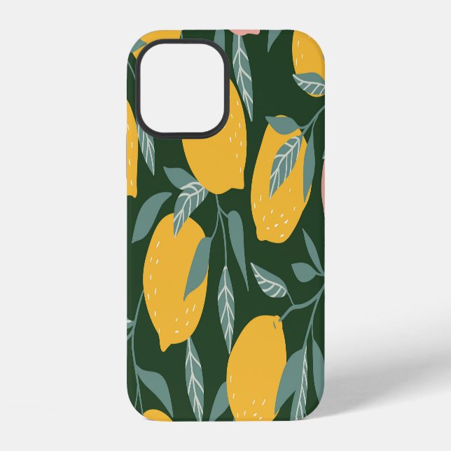 Vintage Lemon Fruit Seamless Pattern iPhone Case (Back)
