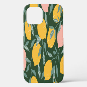 Vintage Lemon Fruit Seamless Pattern iPhone 12 Case