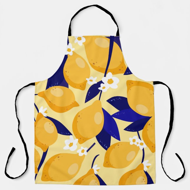 Vintage lemon fruits: food pattern. apron (Front)