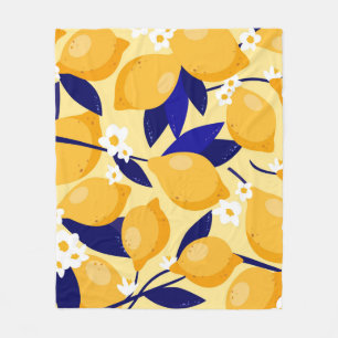 Vintage lemon fruits: food pattern. fleece blanket