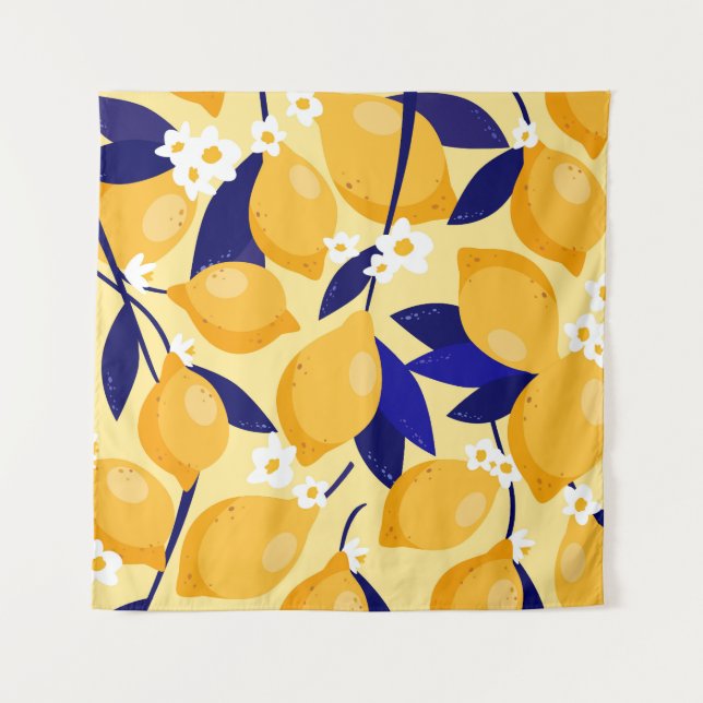 Vintage lemon fruits: food pattern. tapestry (Front)