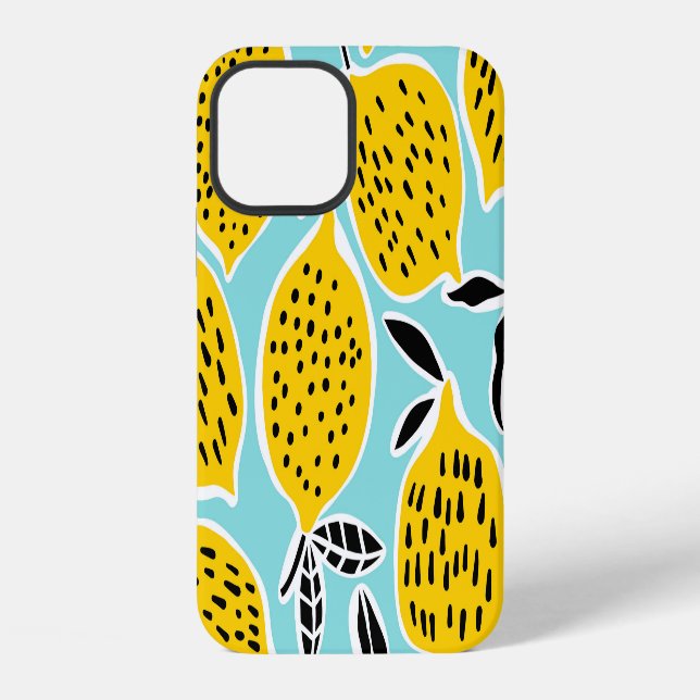 Vintage Lemon: Hand-Drawn Seamless Pattern iPhone Case (Back)
