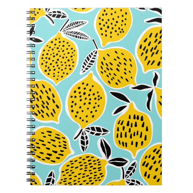 Vintage Lemon: Hand-Drawn Seamless Pattern Notebook (Front)