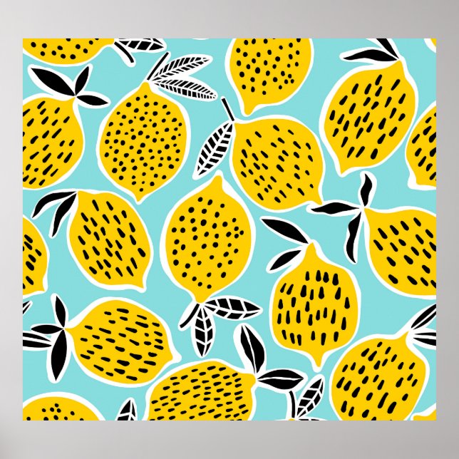 Vintage Lemon: Hand-Drawn Seamless Pattern Poster (Front)