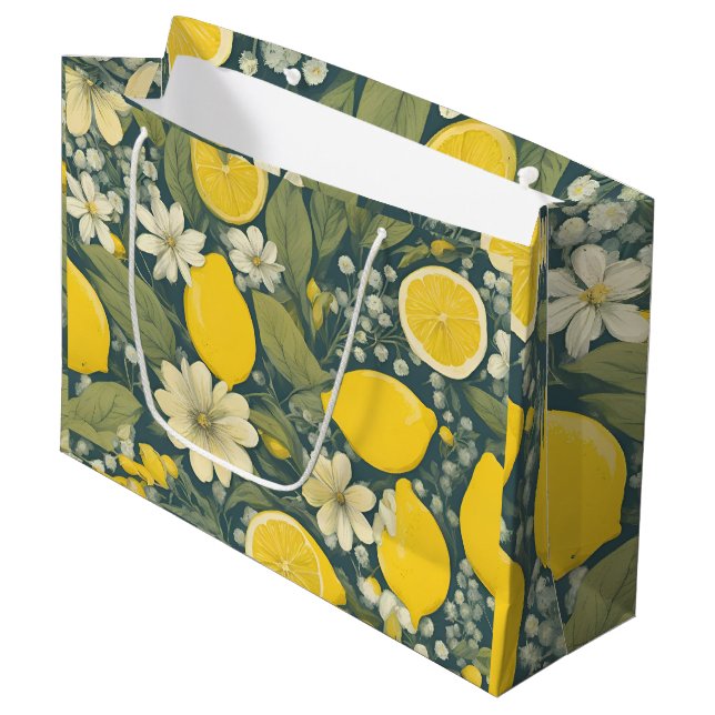 Vintage lemon large gift bag (Front Angled)