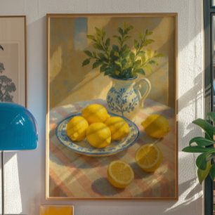 Vintage Lemon Mediterranean Still Life Wall Art