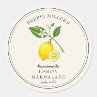 Vintage Lemon on off white Jam jar