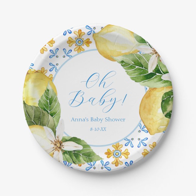 Vintage Lemon Paper Plate (Front)