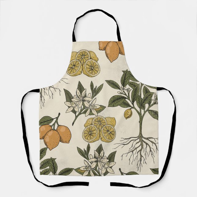 Vintage Lemon Pattern Apron (Front)