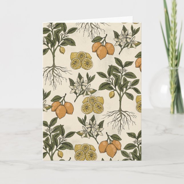 Vintage Lemon Pattern Card (Front)
