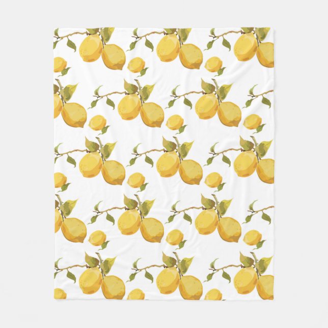 Vintage lemon pattern fleece blanket (Front)