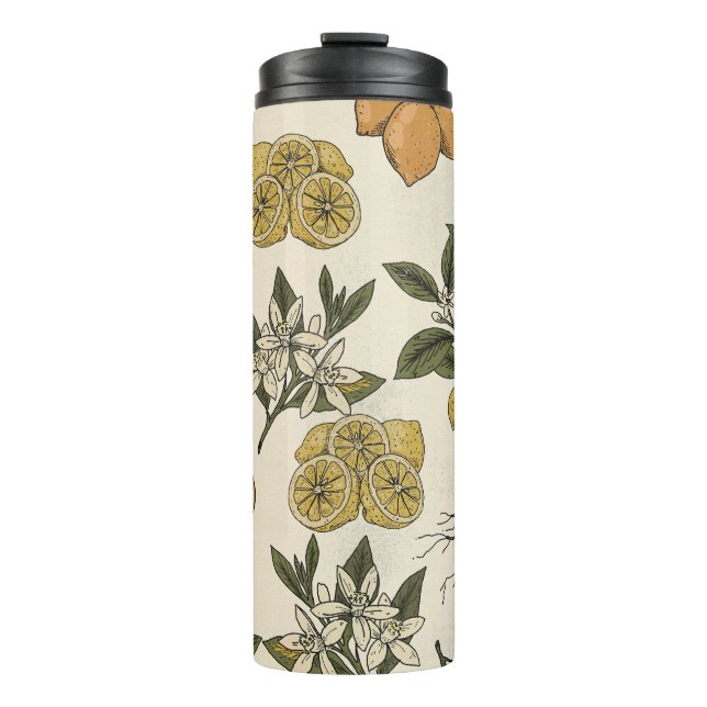 Vintage Lemon Pattern Thermal Tumbler (Front)