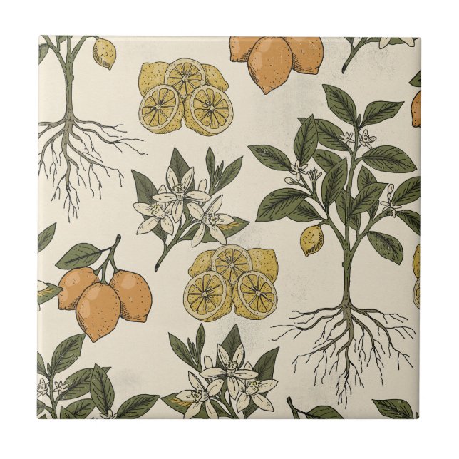 Vintage Lemon Pattern Tile (Front)