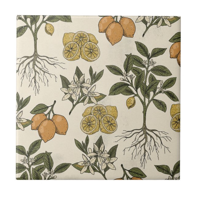 Vintage Lemon Pattern Tile (Front)