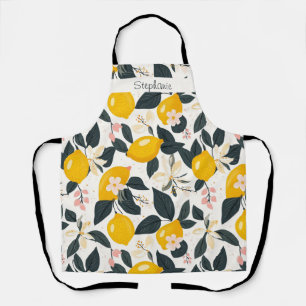 Vintage Lemon & Pink Blossom Pattern Apron