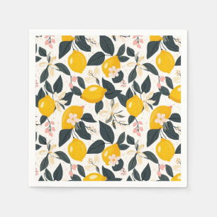 Vintage Lemon & Pink Blossom Pattern Napkin
