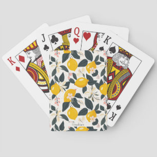 Vintage Lemon & Pink Blossom Pattern Playing Cards