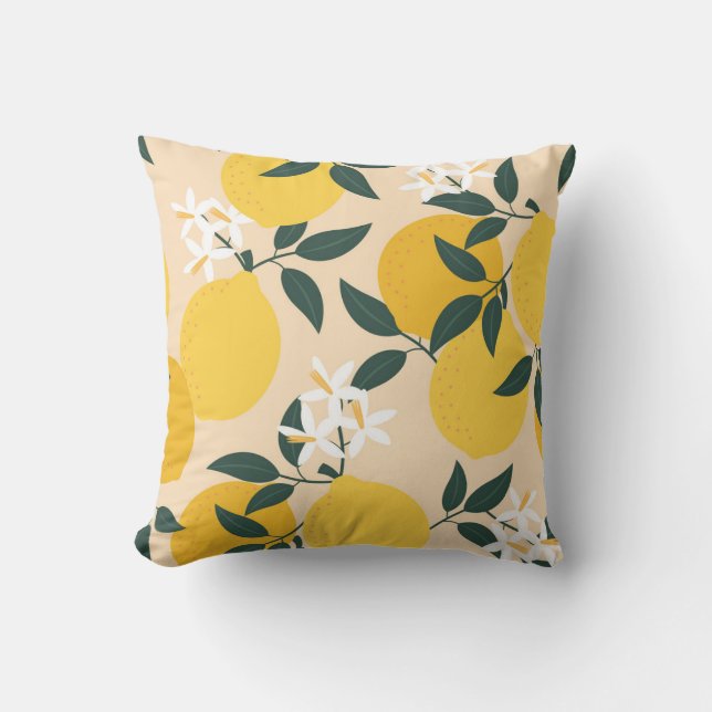 Vintage Lemon: Seamless Fruit Texture. Cushion (Front)