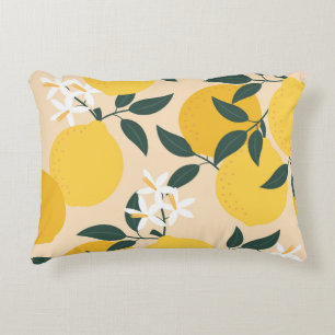 Vintage Lemon: Seamless Fruit Texture. Decorative Cushion